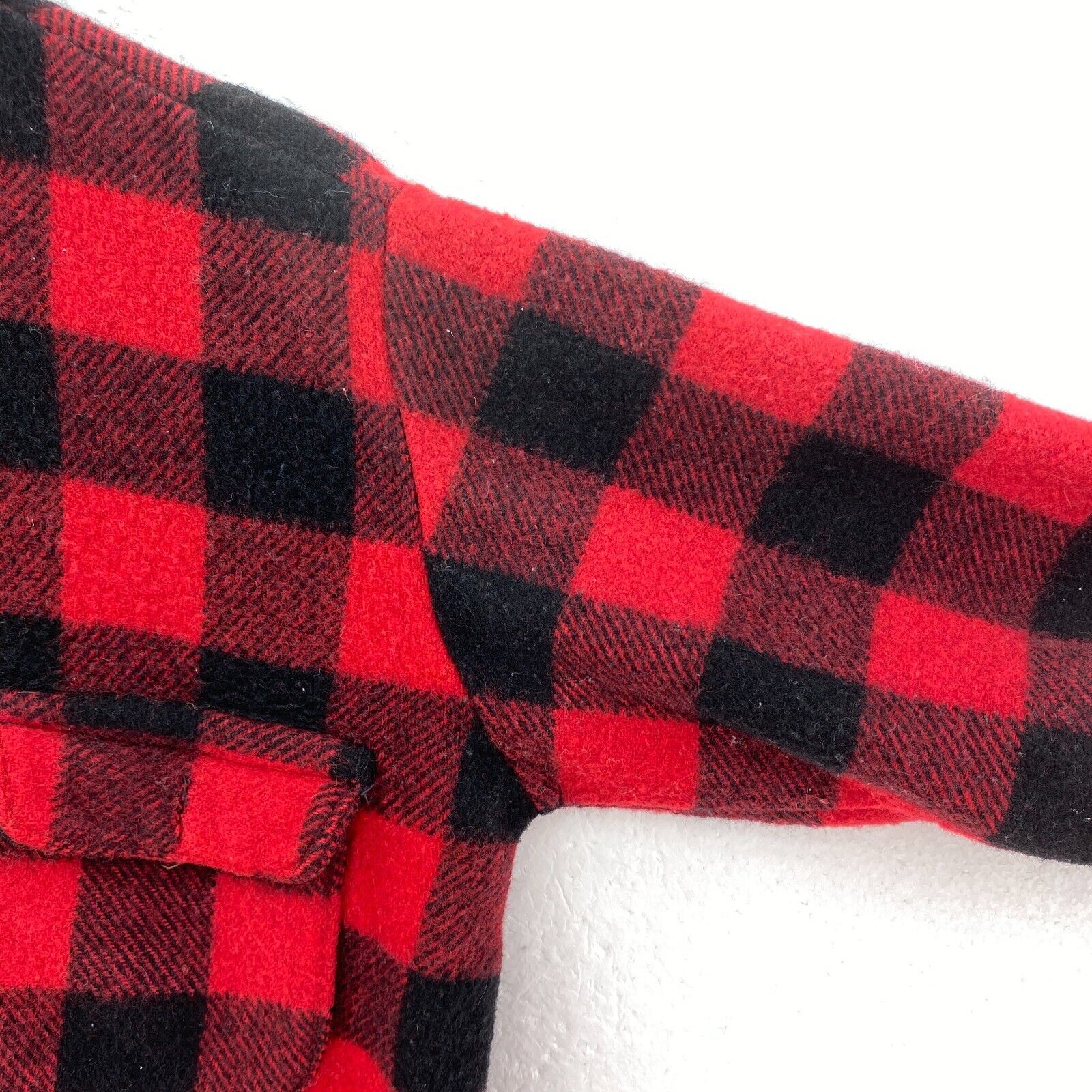 Gingham Checkered Vintage Red 100% Wool Shirt Jacket Button Up Size M 90s