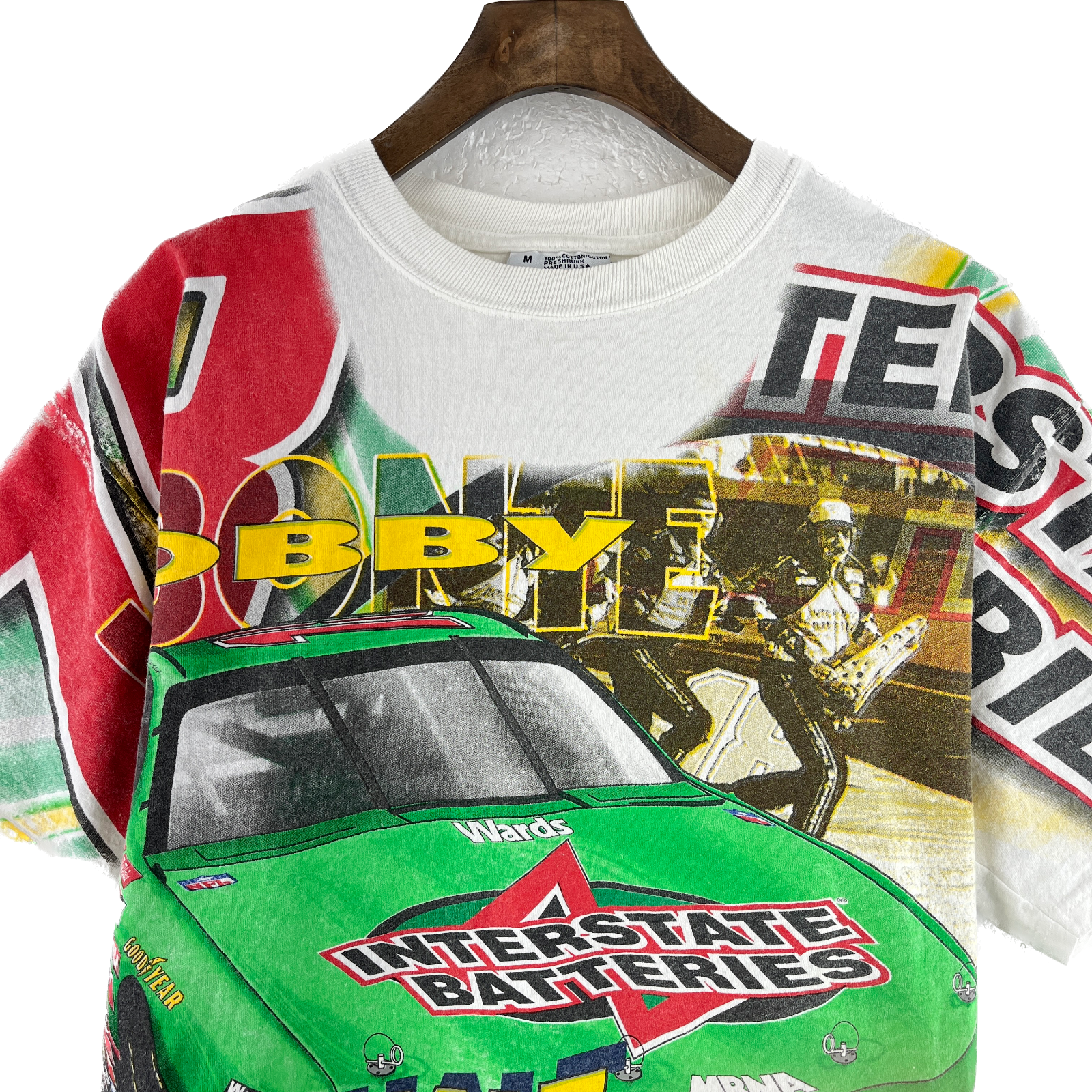 Vintage All Over Print Bobby Labonte Asphalt Athlete Nascar T-Shirt White 90s M