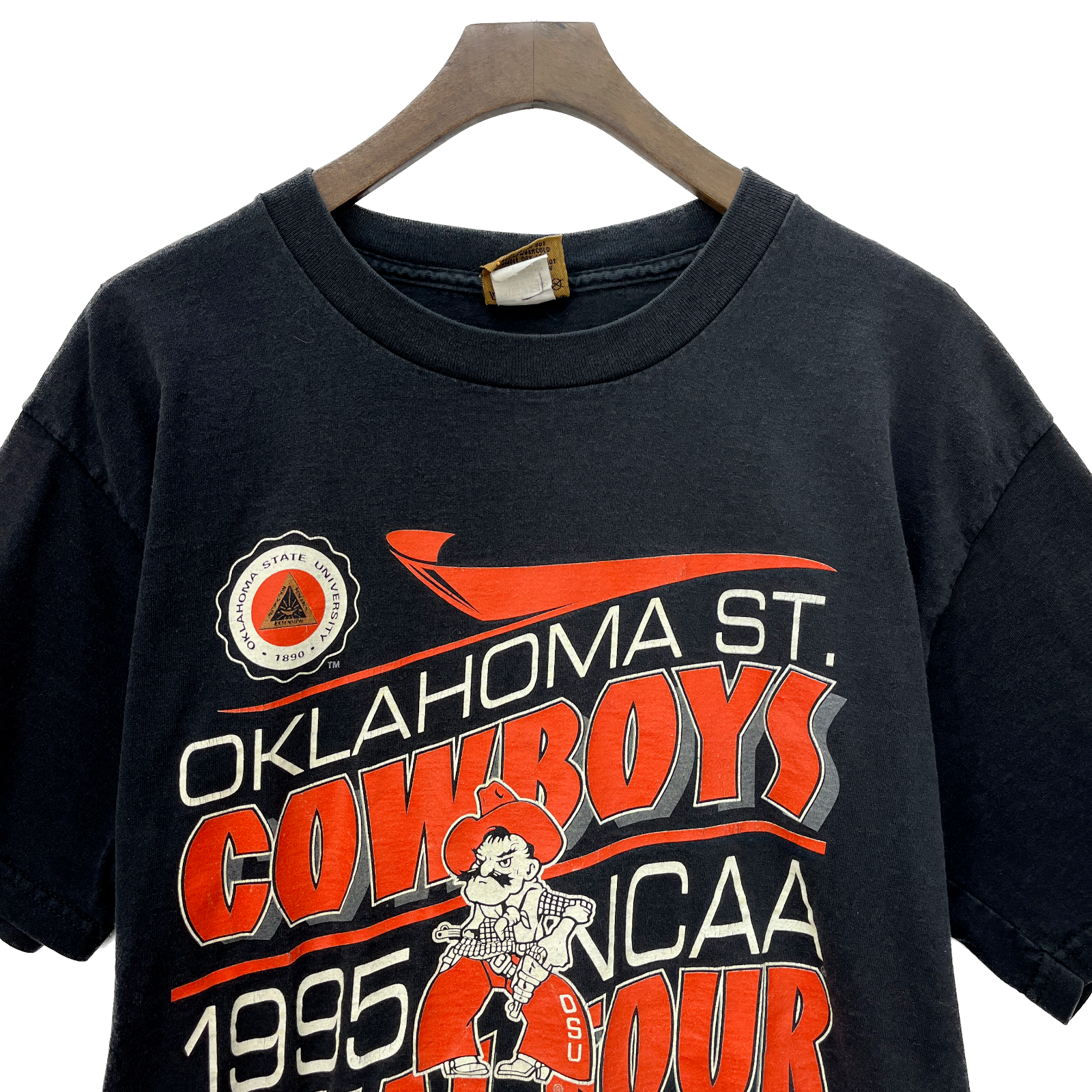1995 Oklahoma State Cowboys NCAA Final Four Nutmeg Vintage T-shirt Size L Black