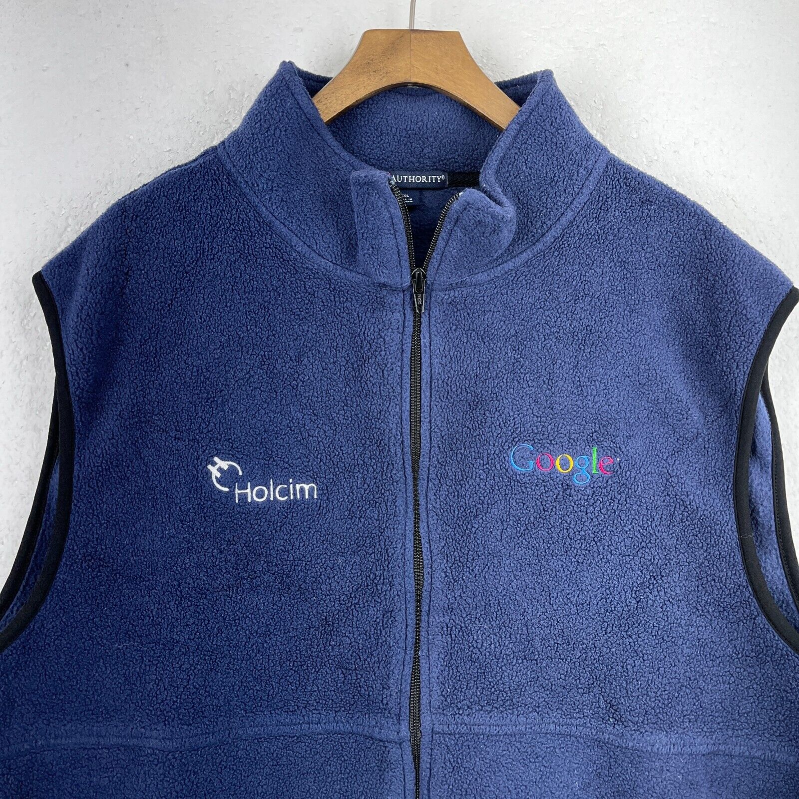 Google Embroidered Fleece Tech Full Zip Vest Navy Blue Mens Size XXL