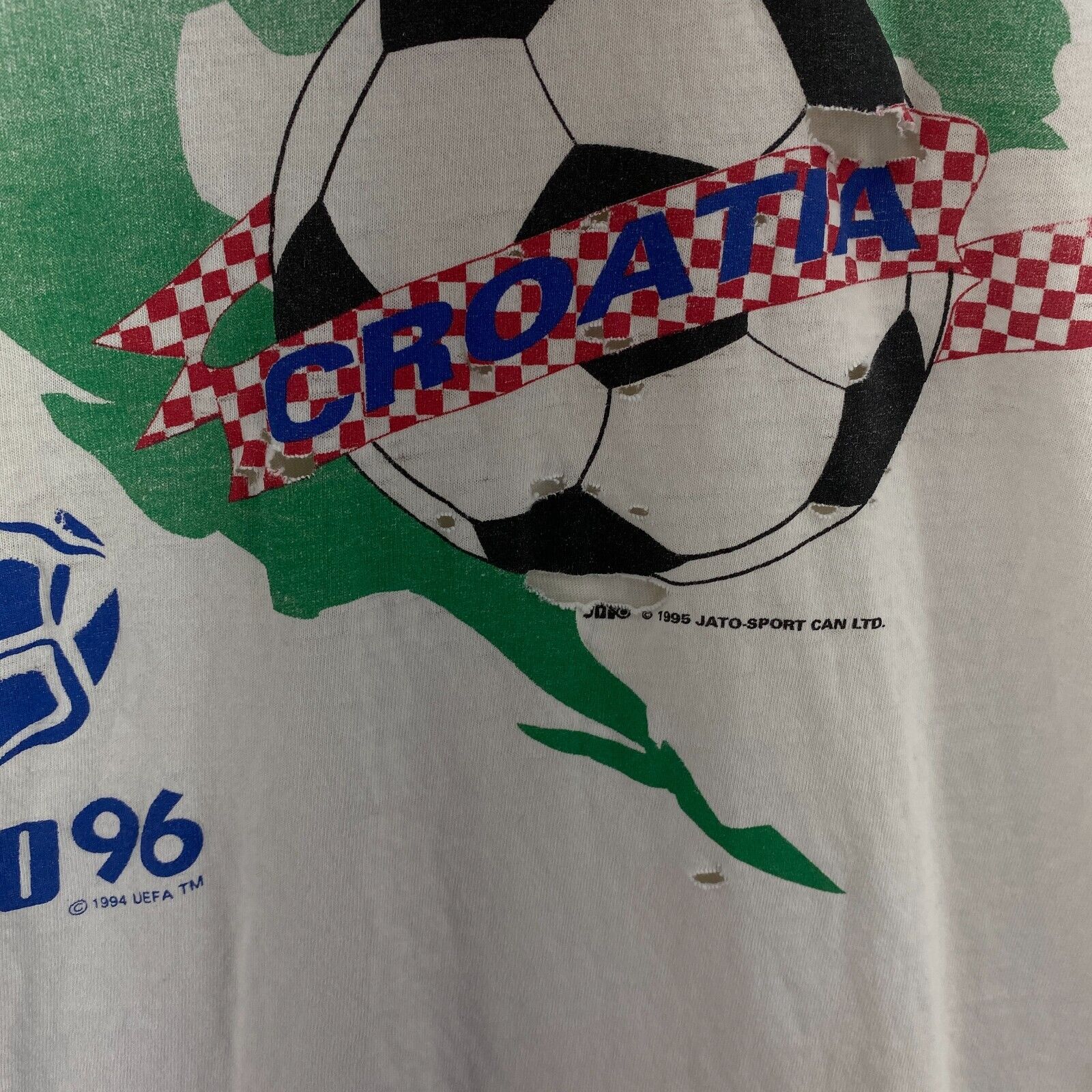 The 1996 European Football Champions Uefa Vintage White T-shirt Size XL