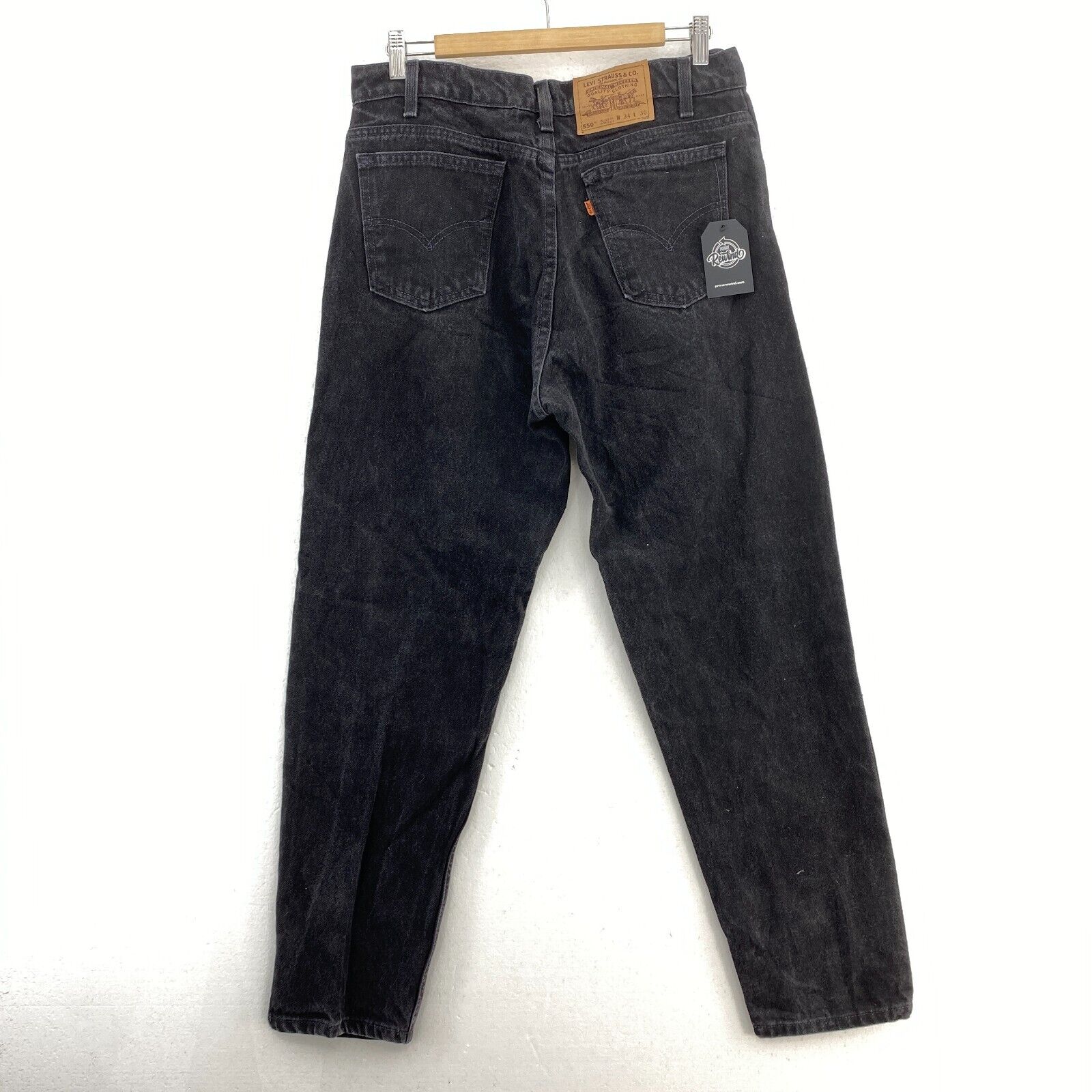 Levi's 550 Orange Tab Dark Wash Black Denim Tapered Size 34