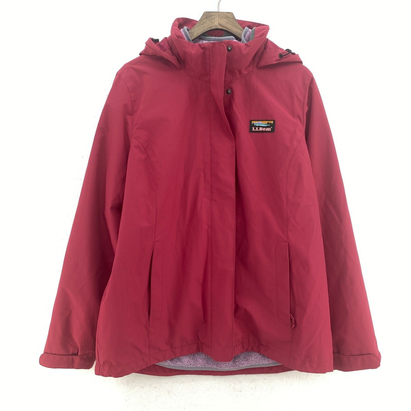 L.L. Bean Pink 3-In-1 Hooded Jacket Size M Full Zip Up
