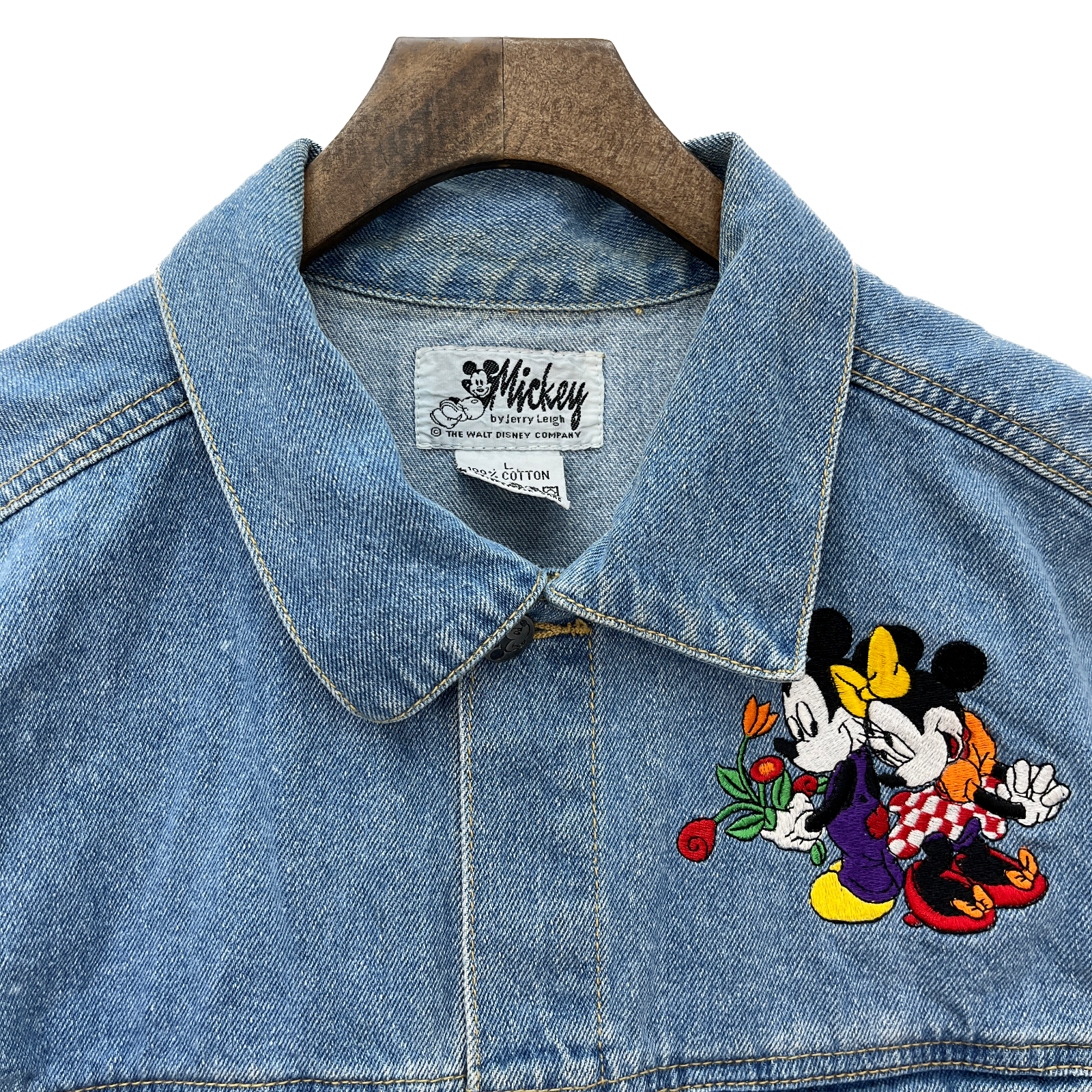 Disney Mickey and Minnie Mouse Vintage Denim Jacket Vest Size L Blue 90s