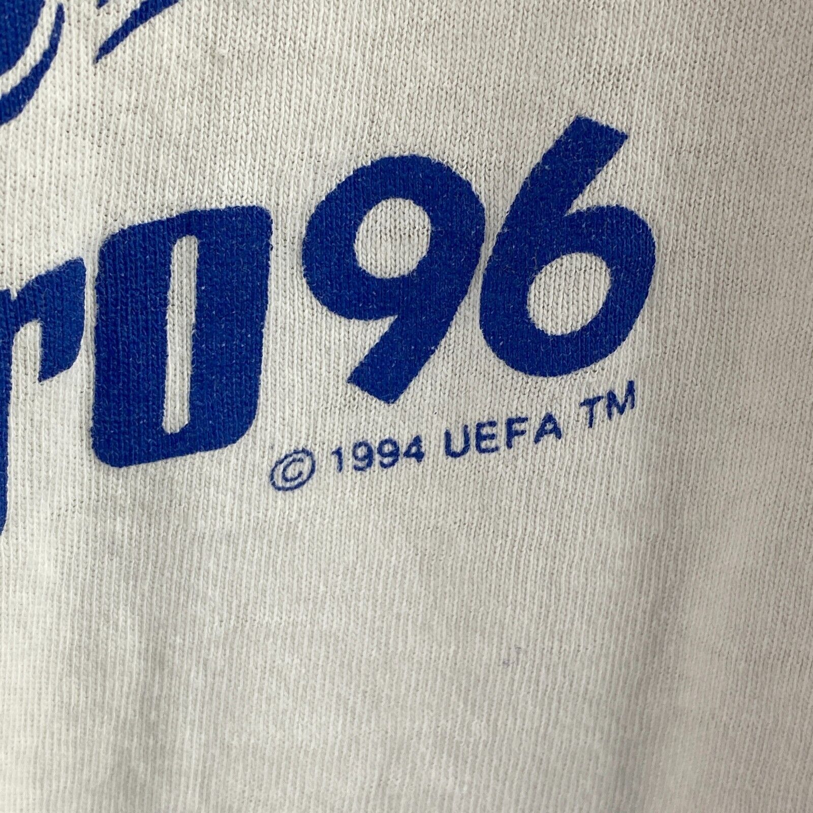 The 1996 European Football Champions Uefa Vintage White T-shirt Size XL