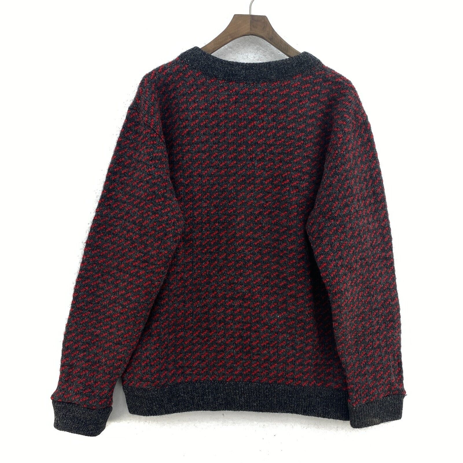 Vintage L.L.Bean Wool Button Up Red Cardigan Sweater Size L Women's