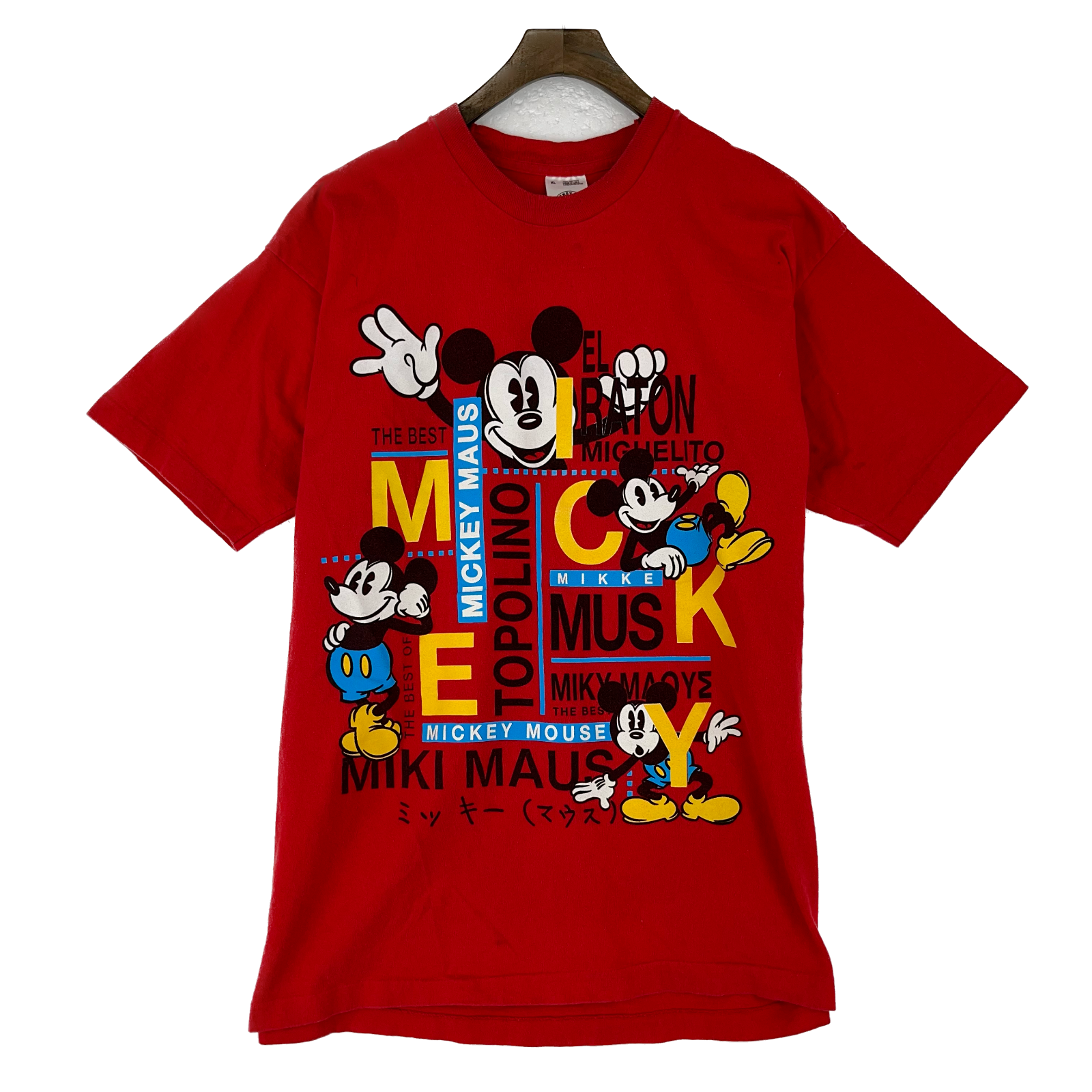 Disney Mickey Mouse El Raton Mikke Red T-shirt Single Stitch Size XL