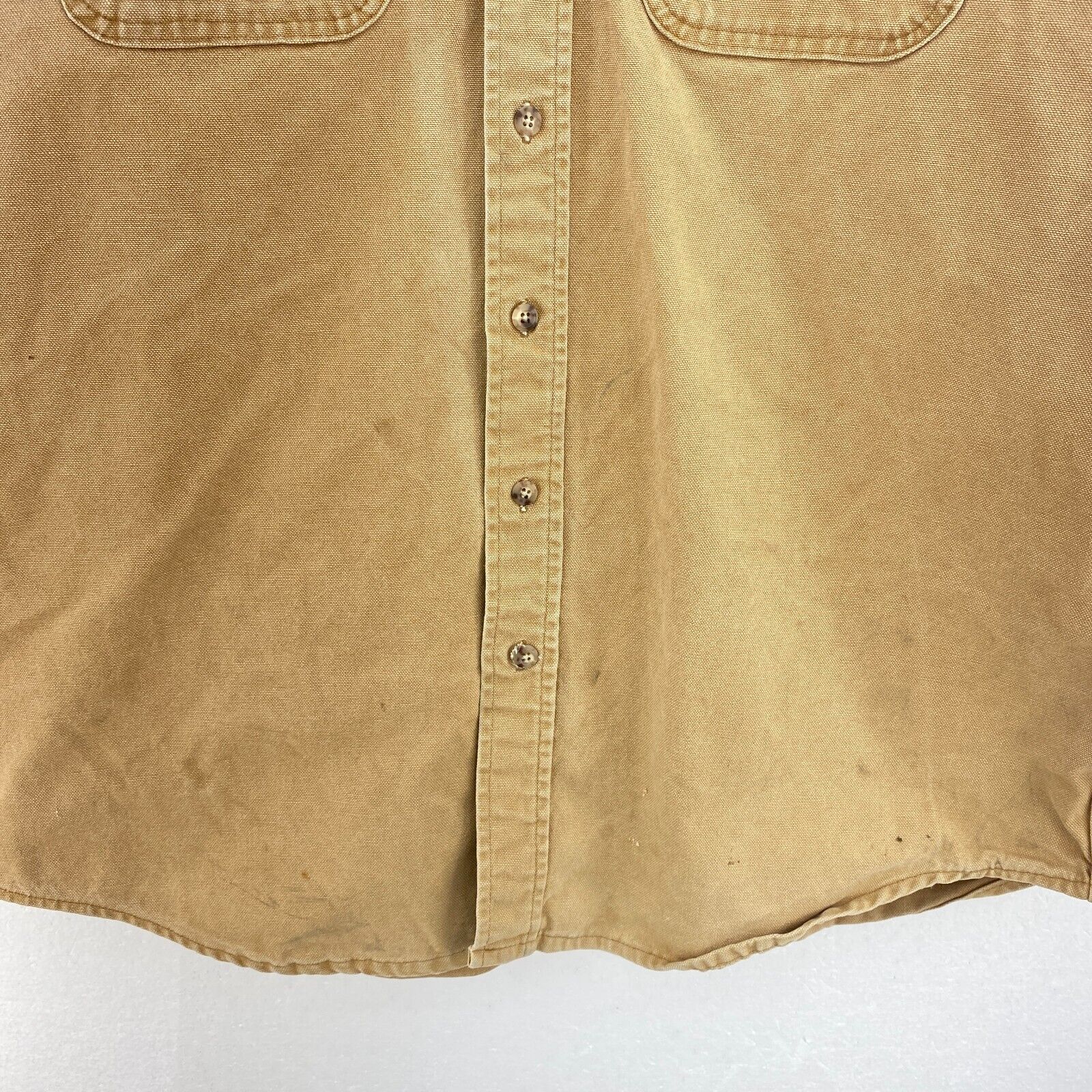 Vintage Carhartt 1990s Double Pocket Button Up Beige Shirt Size L