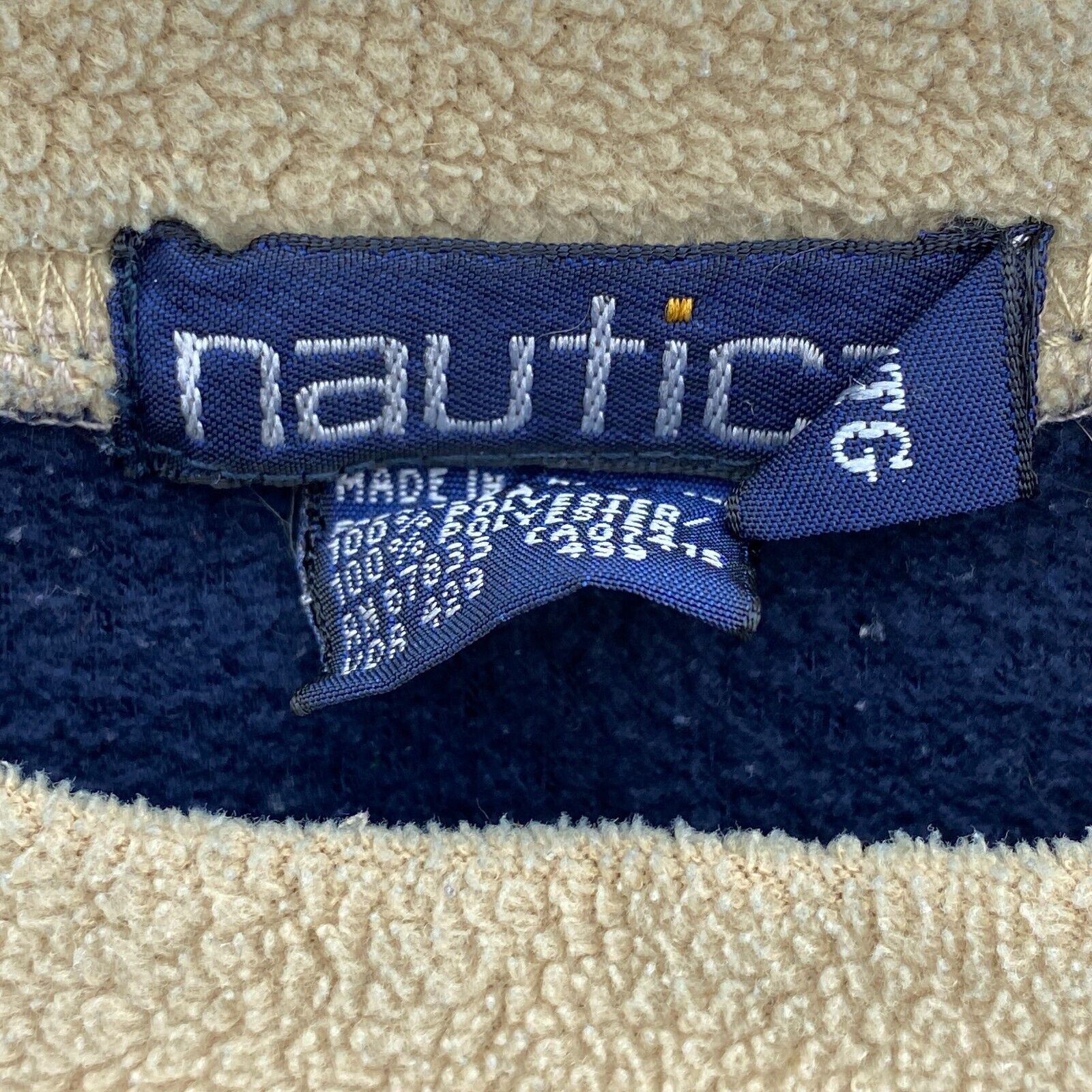 Vintage Nautica Logo Navy Blue Fleece Crew Neck Sweatshirt Size XL