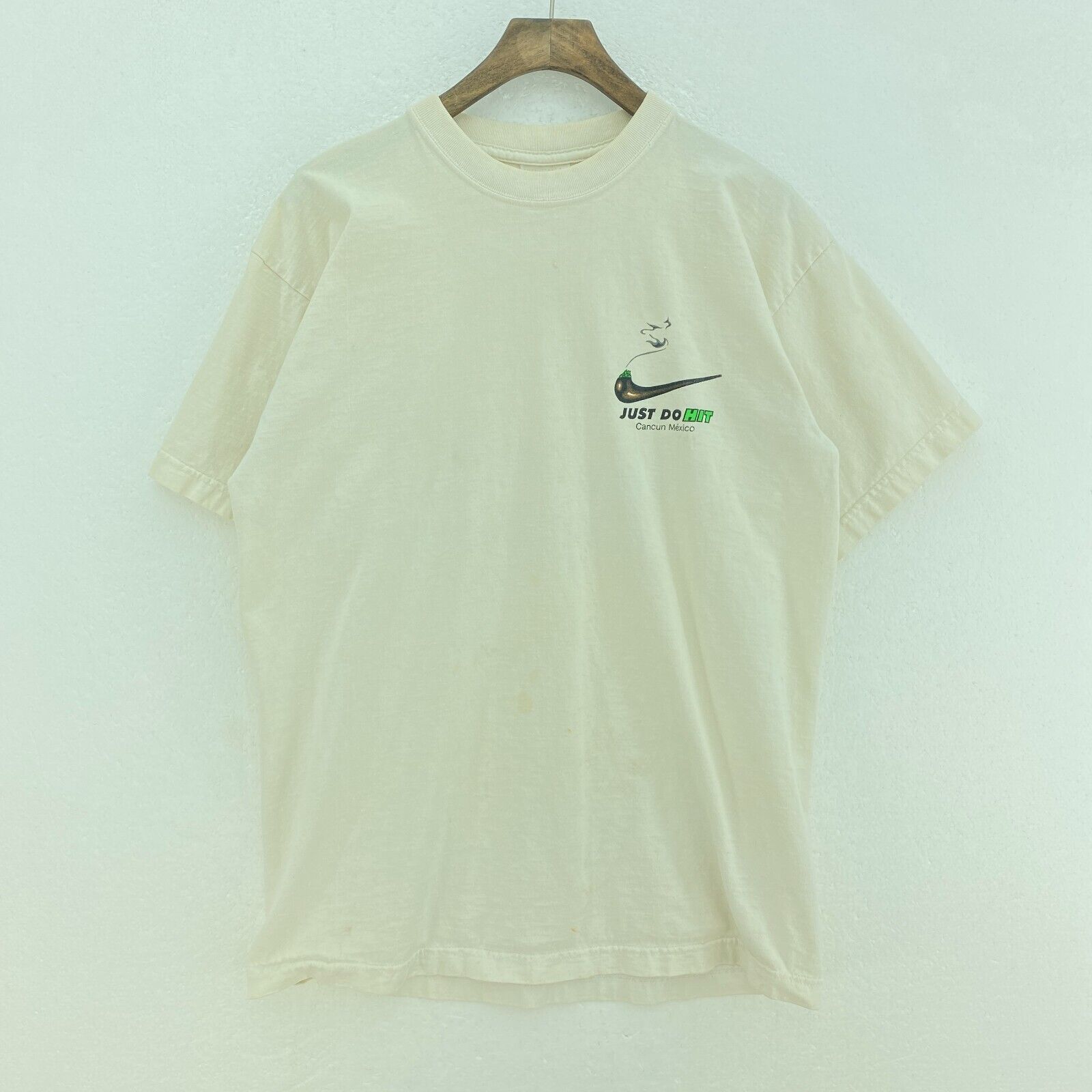 Just Do Hit Cancun Mexico Nike Logo Ivory T-shirt Size S