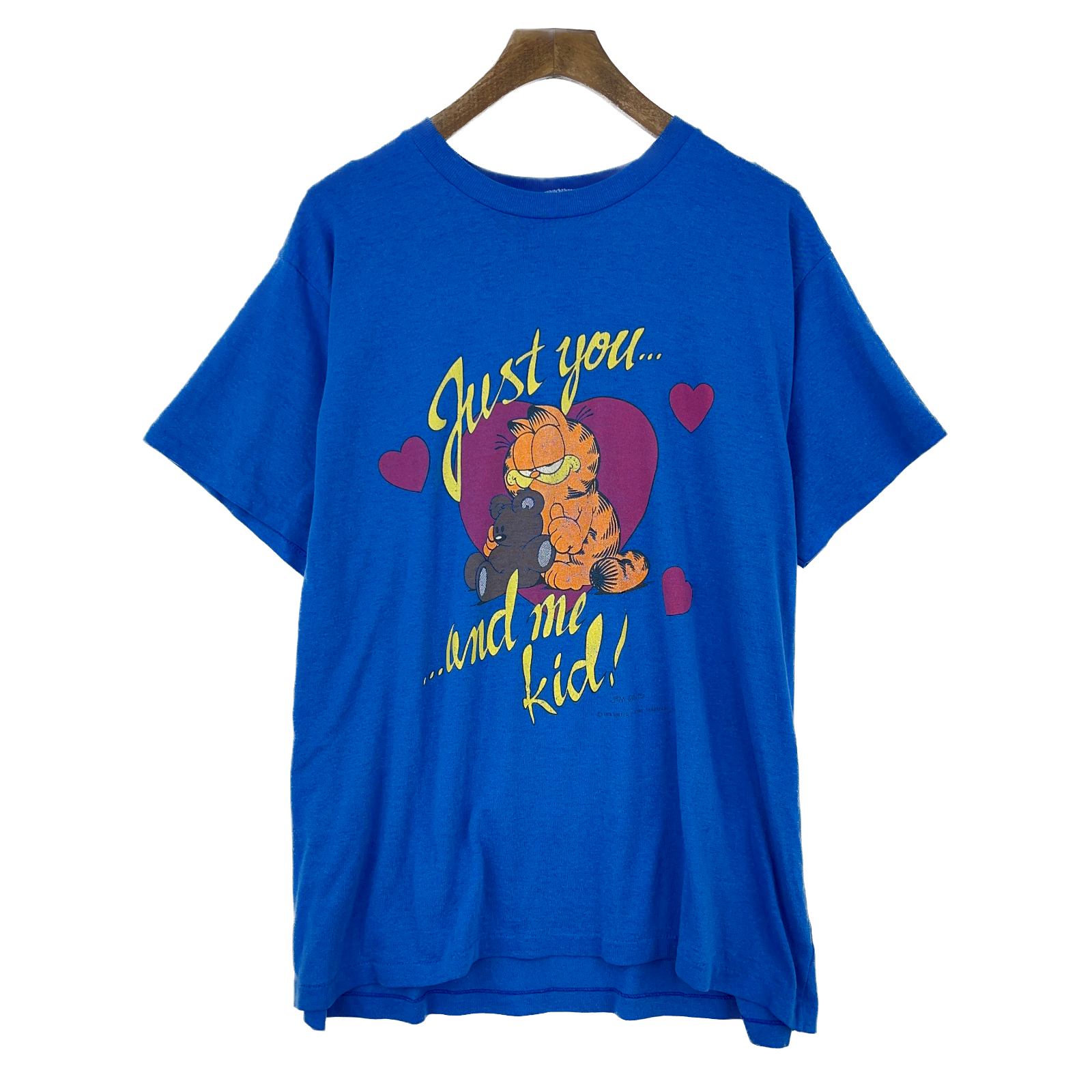 Vintage Just You And Me Garfield Blue T-shirt Size M Single Stitch