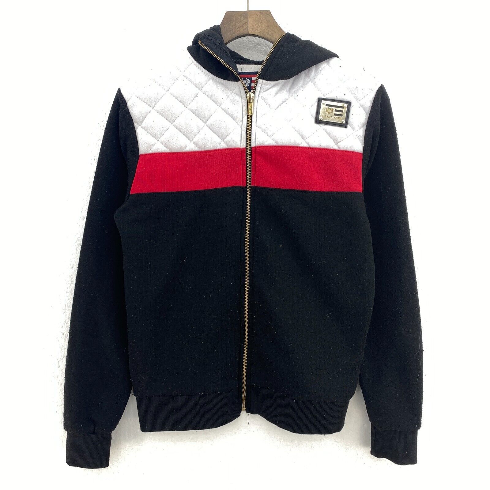 Y2K Phat Farm Full Zip Black Hooded Jacket Size M Women's Sexy