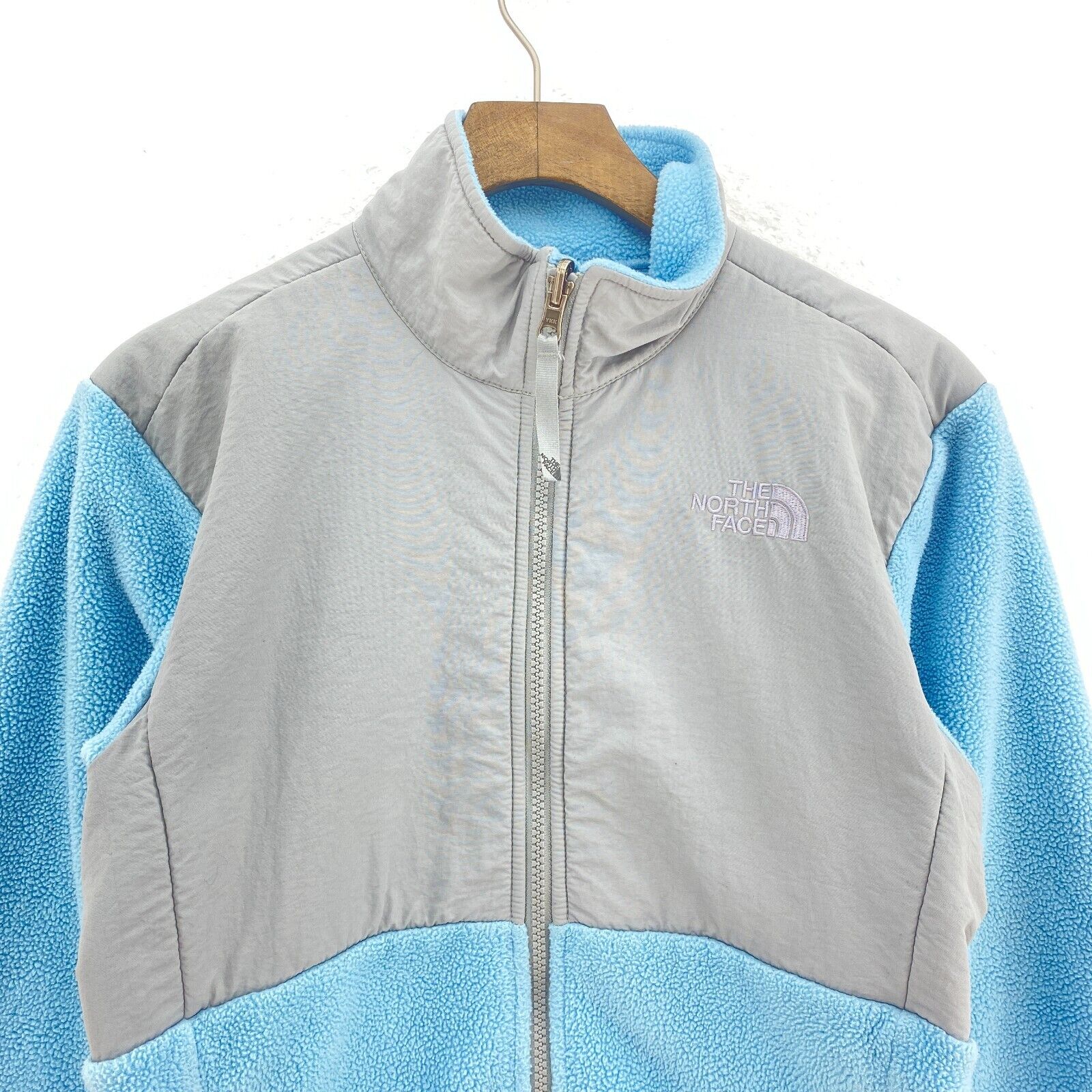 Girl's The North Face Blue Fleece Zip Pockets Jacket Size L Full Zip
