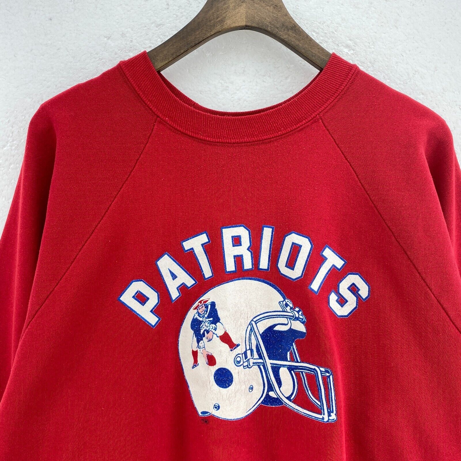 Vintage Logo 7 New England Patriots NFL Red Sweatshirt Size XL