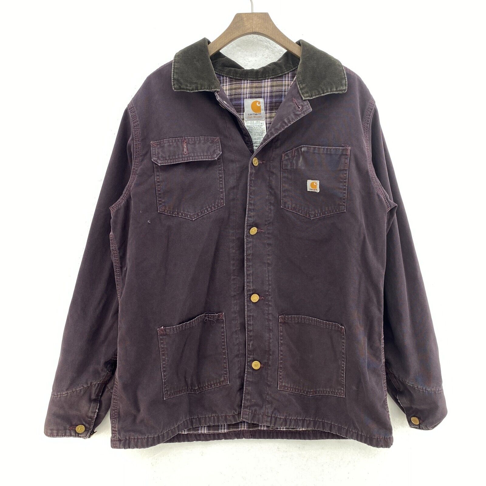Carhartt Button Up Purple Workwear Jacket Size L Women's