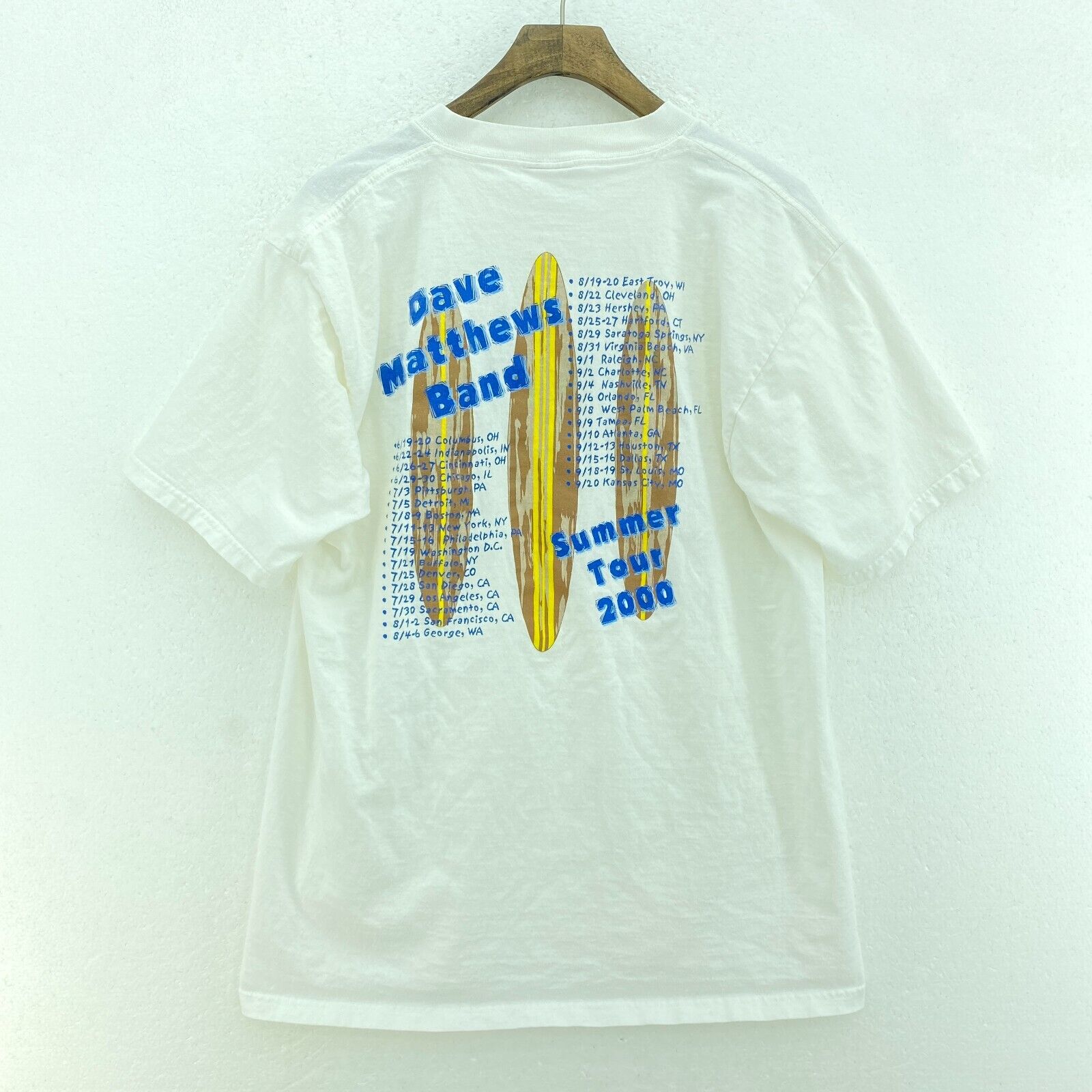 Dave Matthews Band Summer Tour 2000 White T-shirt Size L