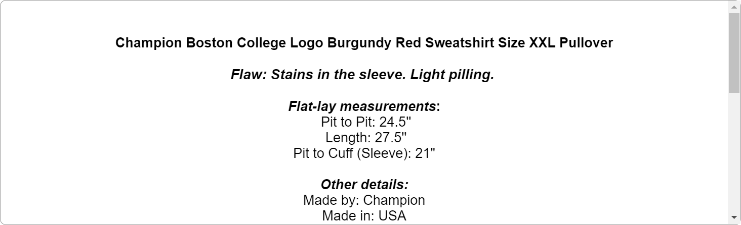 Champion Boston College Logo Burgundy Red Sweatshirt Size XXL Pullover