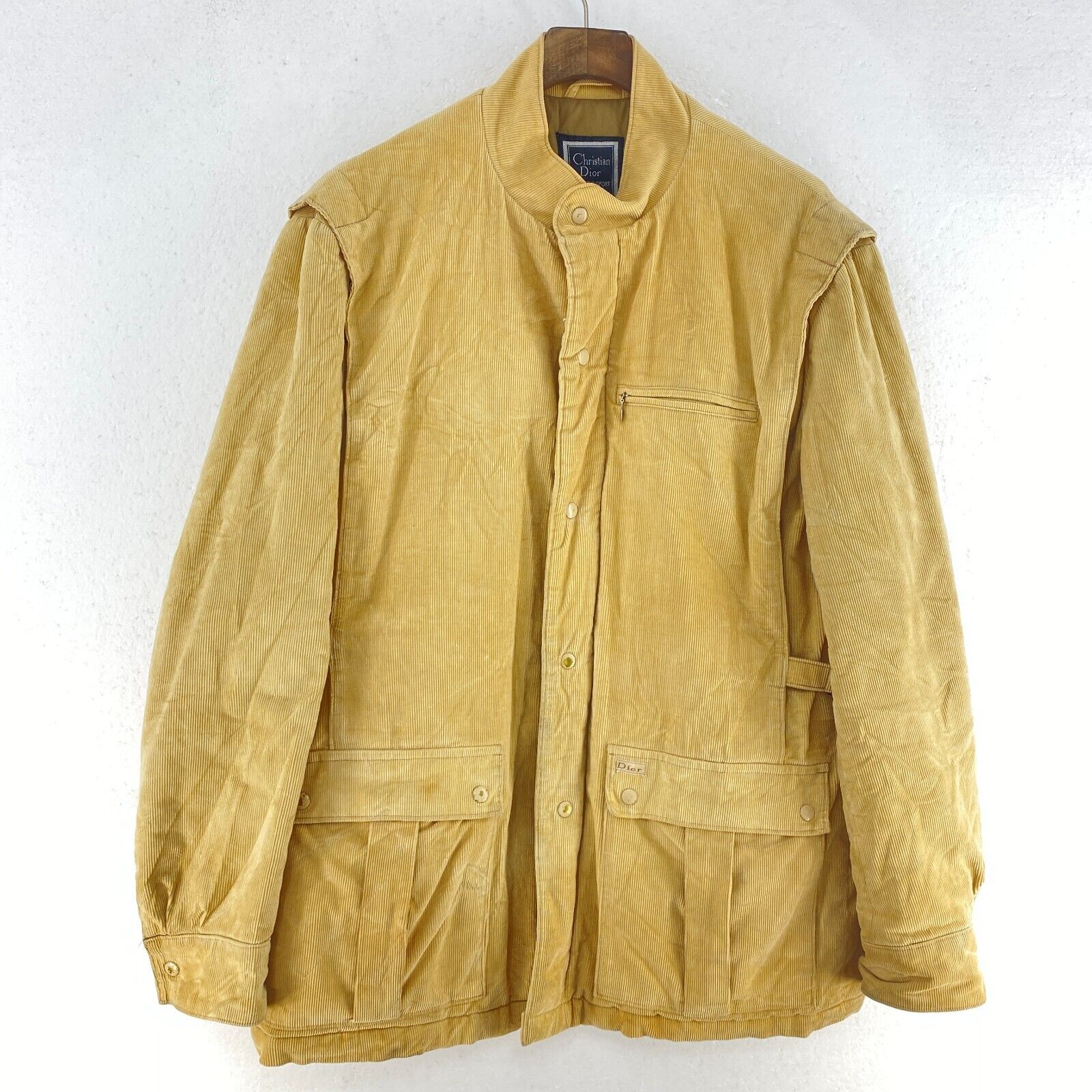 Christian Dior Paris Corduroy Full Zip Insulated Jacket Size 38 Beige