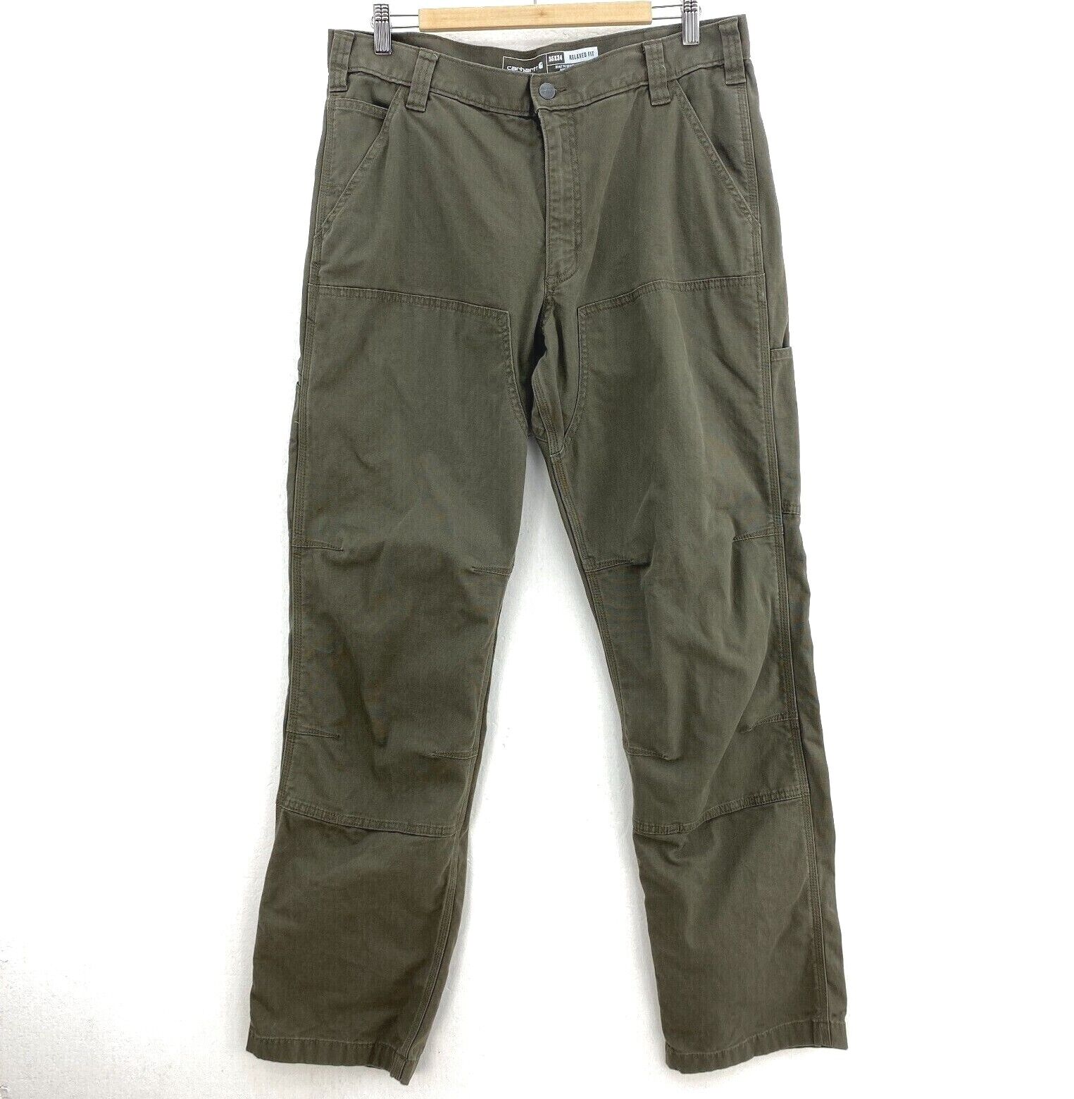 Carhartt Workwear Relaxed Fit Green Cargo Pants Size 35