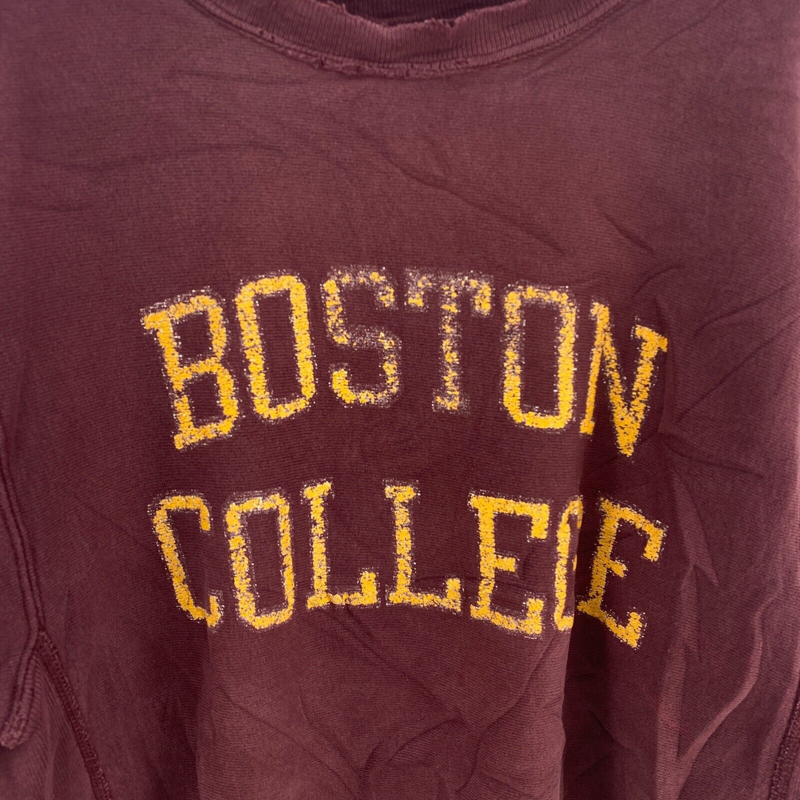 Champion Reverse Weave Boston College Spell Out Burgundy Red Sweatshirt Size M