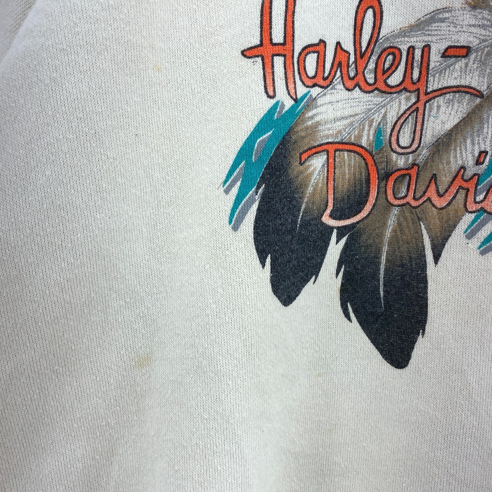 3D Emblem Harley Davidson Motorcycles Print White Sweatshirt Size M Women's