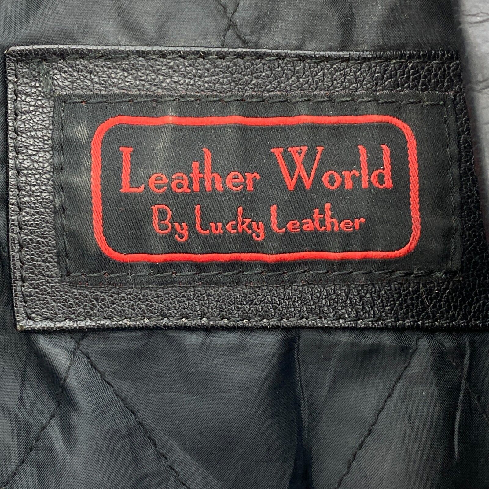 Leather World By Lucky Leather Black Biker Jacket Size 40 90s