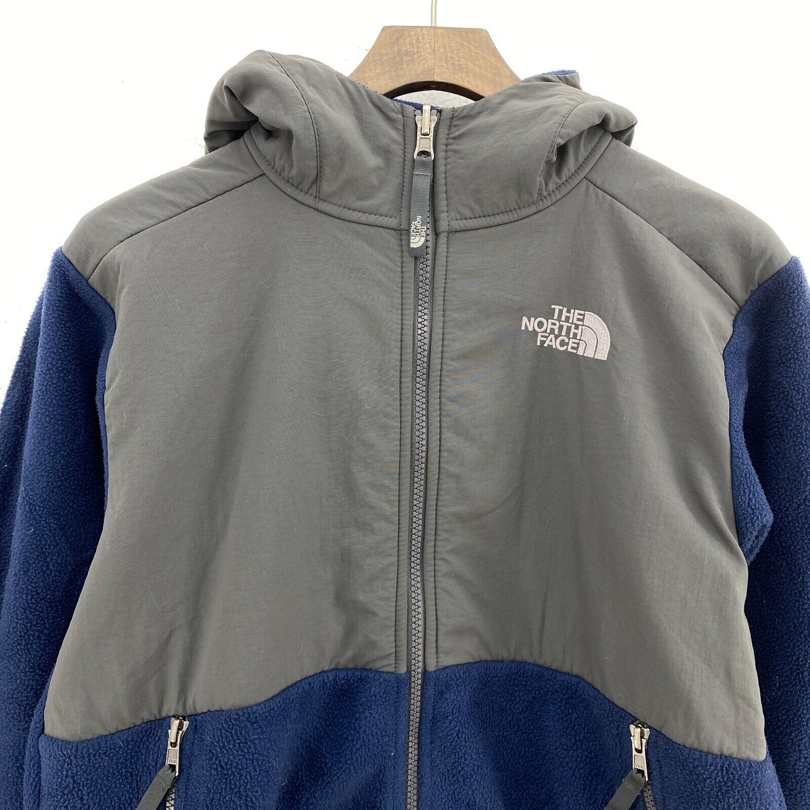 The North Face Full Zip Navy Blue Hooded Fleece Jacket Size L Boys
