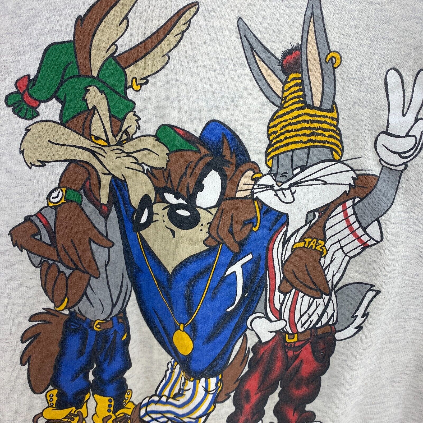Looney Tunes The Tasmanian Devil Bugs Bunny Gray Sweatshirt Size S Women's