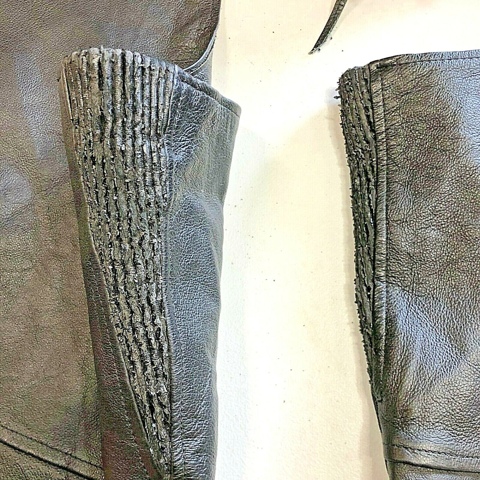Motorcycle Chaps Leather Black Size 4XL Riding Biker 90s