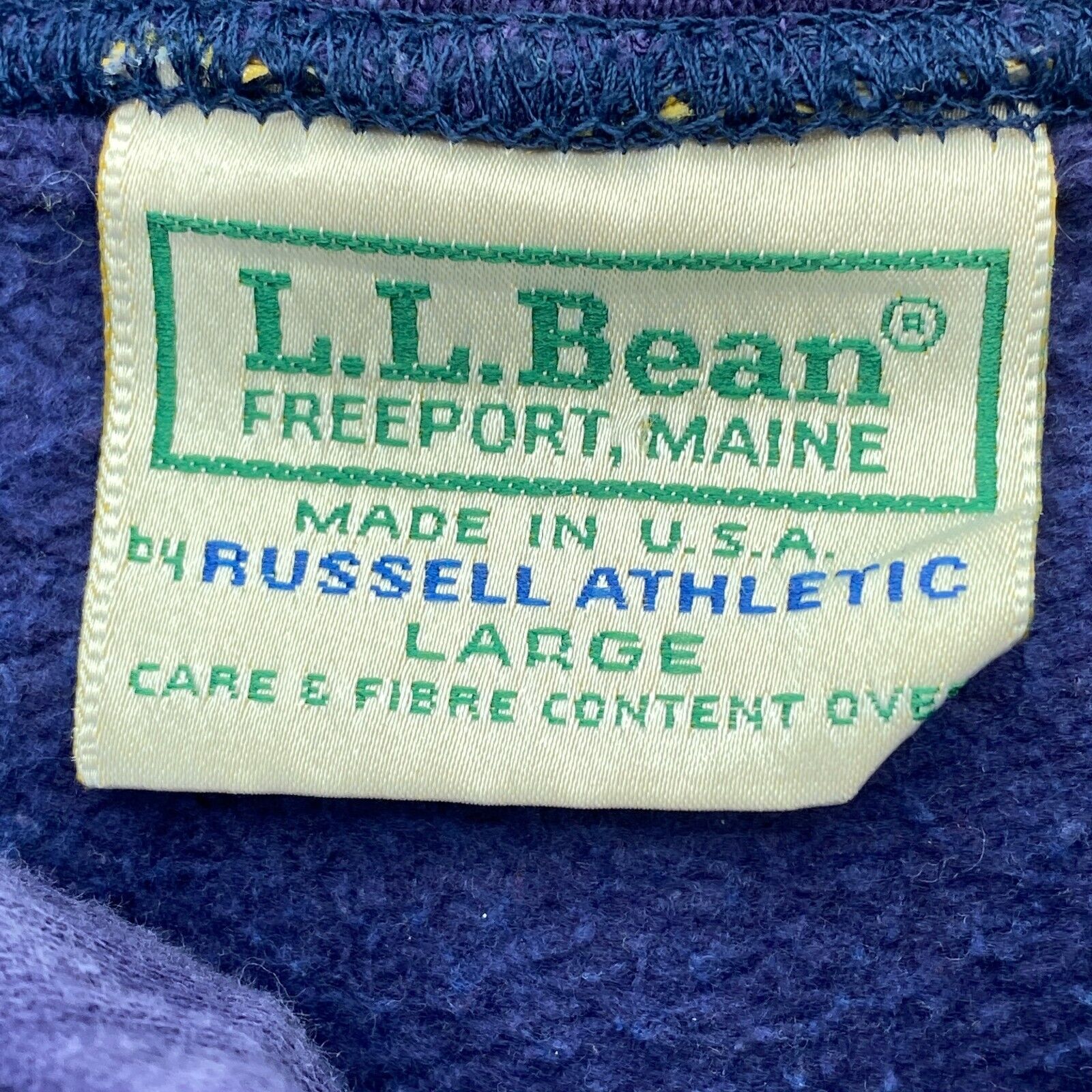 L.L Bean Freeport Town Embroidered Purple Hoodie Size L 1/4 Button