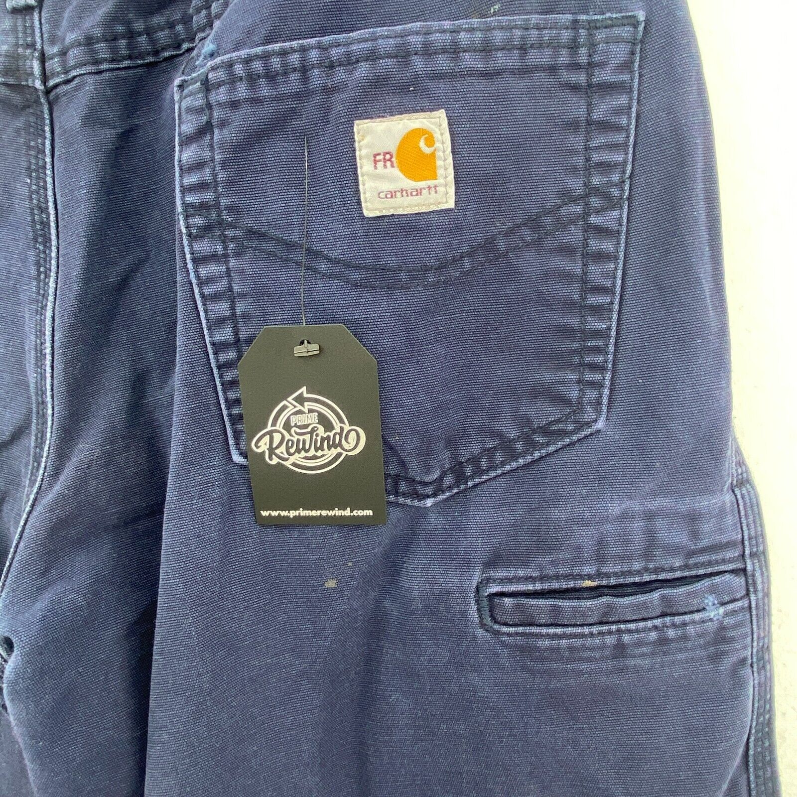 Carhartt Flame Resistant Canvas Navy Blue Worker Pants Size 36 x 30