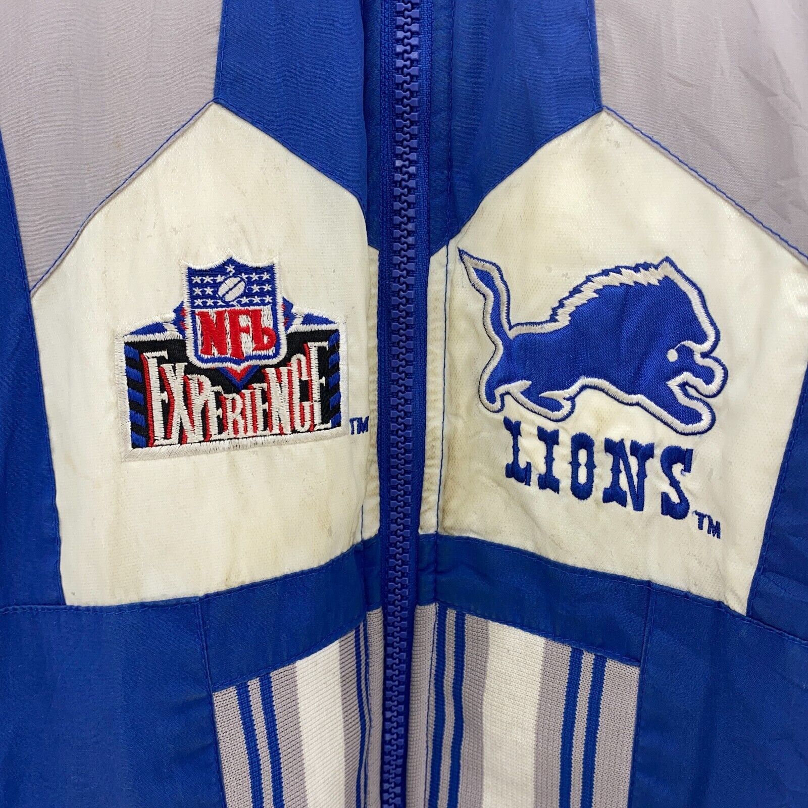 Pro Player Experience Reversible NFL Lions Full Zip Blue Insulated Jacket Size L