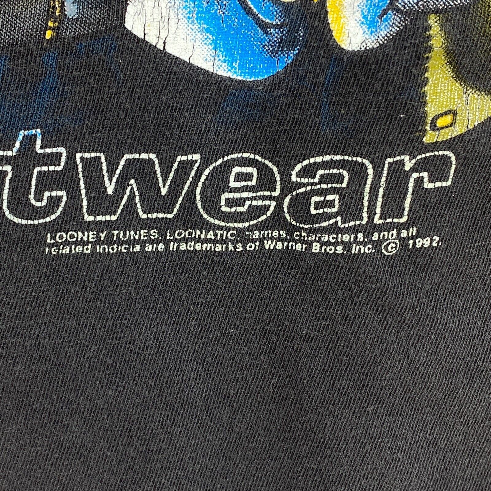 Vintage Looney Tunes Bugs Bunny Sylvester Streetwear 1992 T-shirt Size L Black