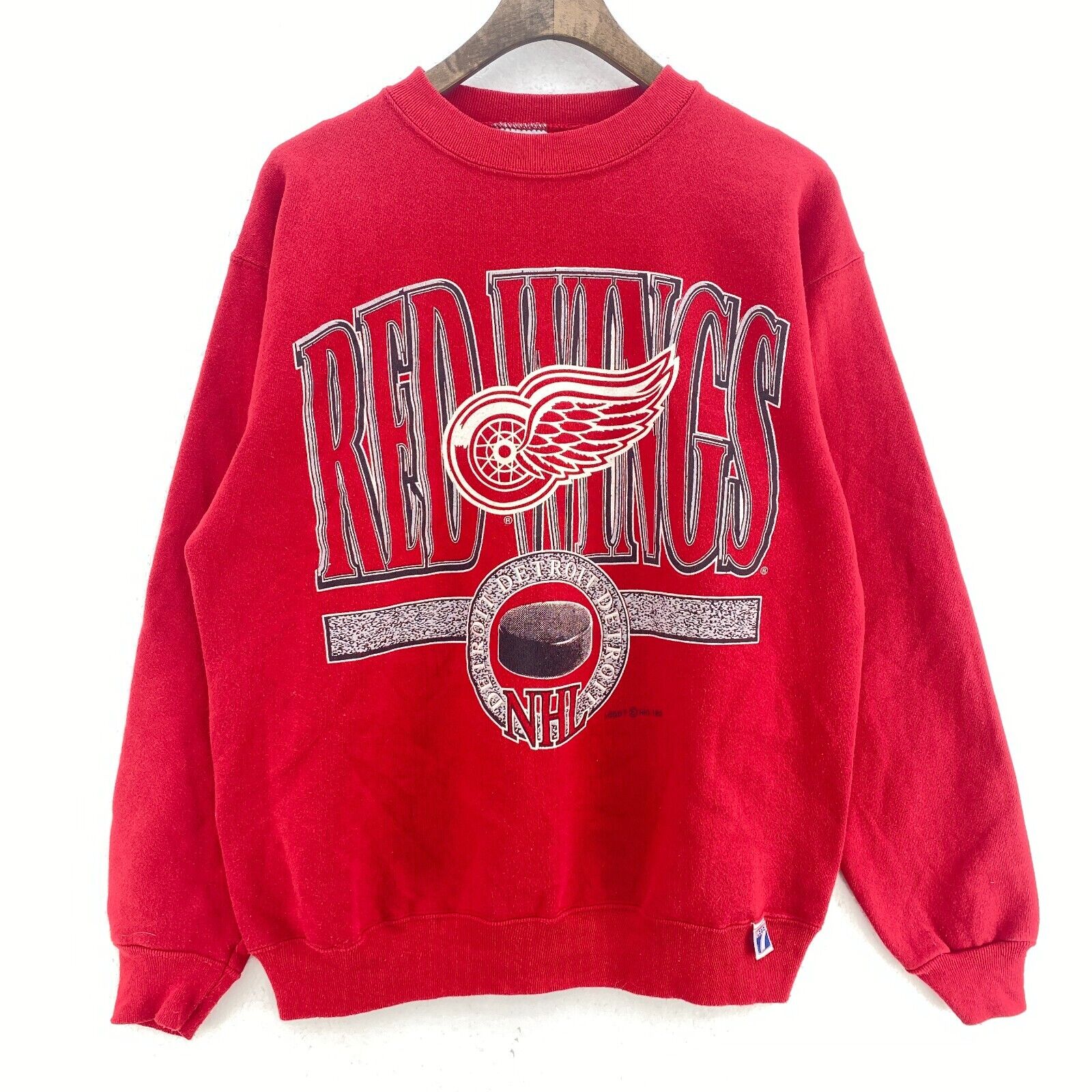 Logo 7 Detroit Red Wings 1993 Vintage Red Sweatshirt Size M NHL