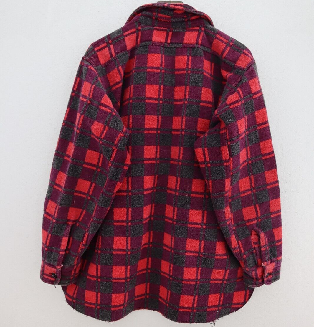 Vintage Button Up Double Pocket Red Checked Flannel Shirt Size M