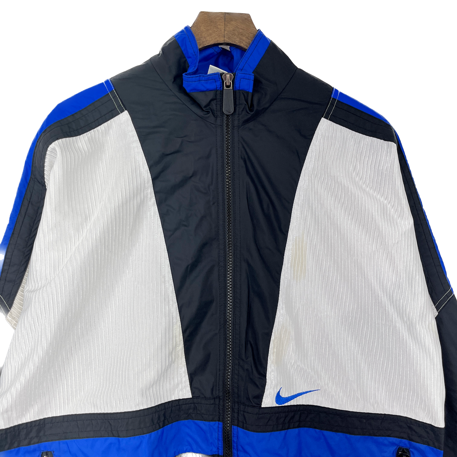 Vintage Nike Swoosh Full Zip Black White Light Jacket Size M