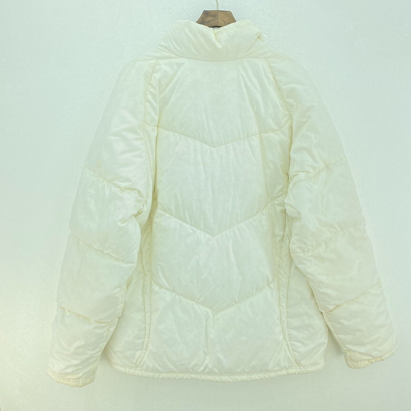 Nike Embroidered Logo Down Fill White Full Zip Puffer Jacket Size L Womens