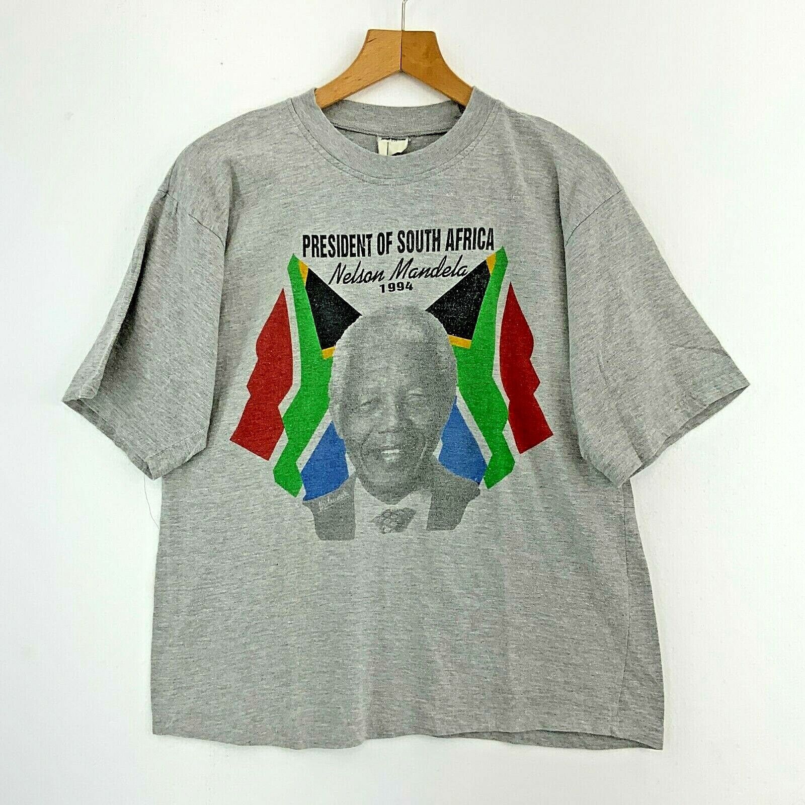Nelson Mandela 1994 President Of South Africa Gray T-shirt Size L