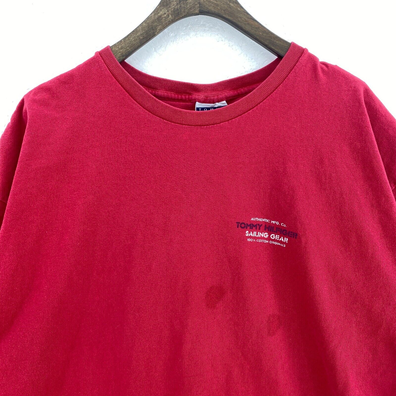 Vintage Tommy Hilfiger Sailing Gear Logo Red T-shirt Size XL Tee