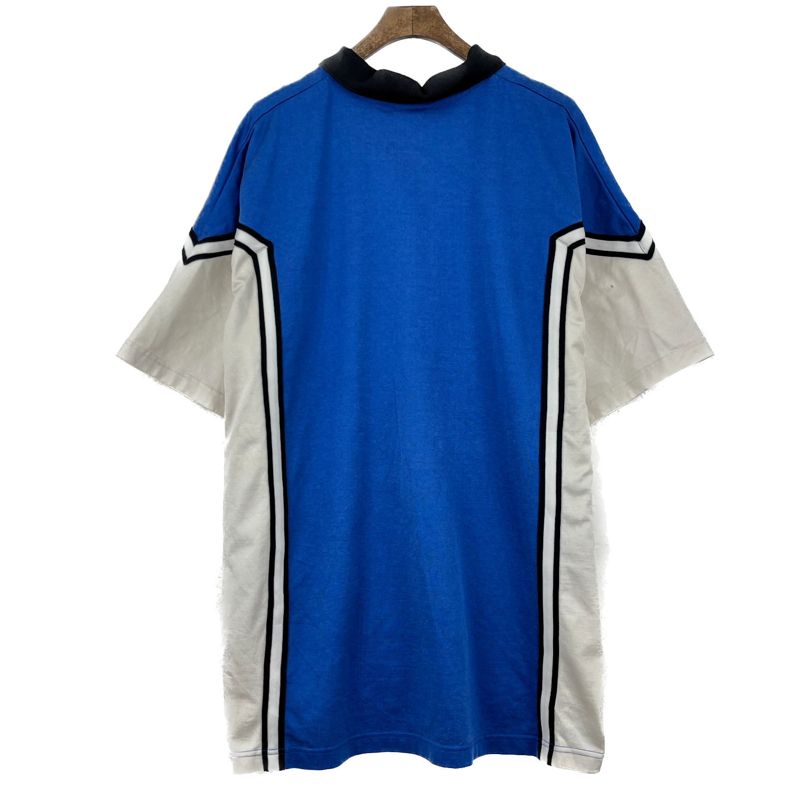 Vintage Nike Swoosh Logo Snapped Blue T-shirt Size XL