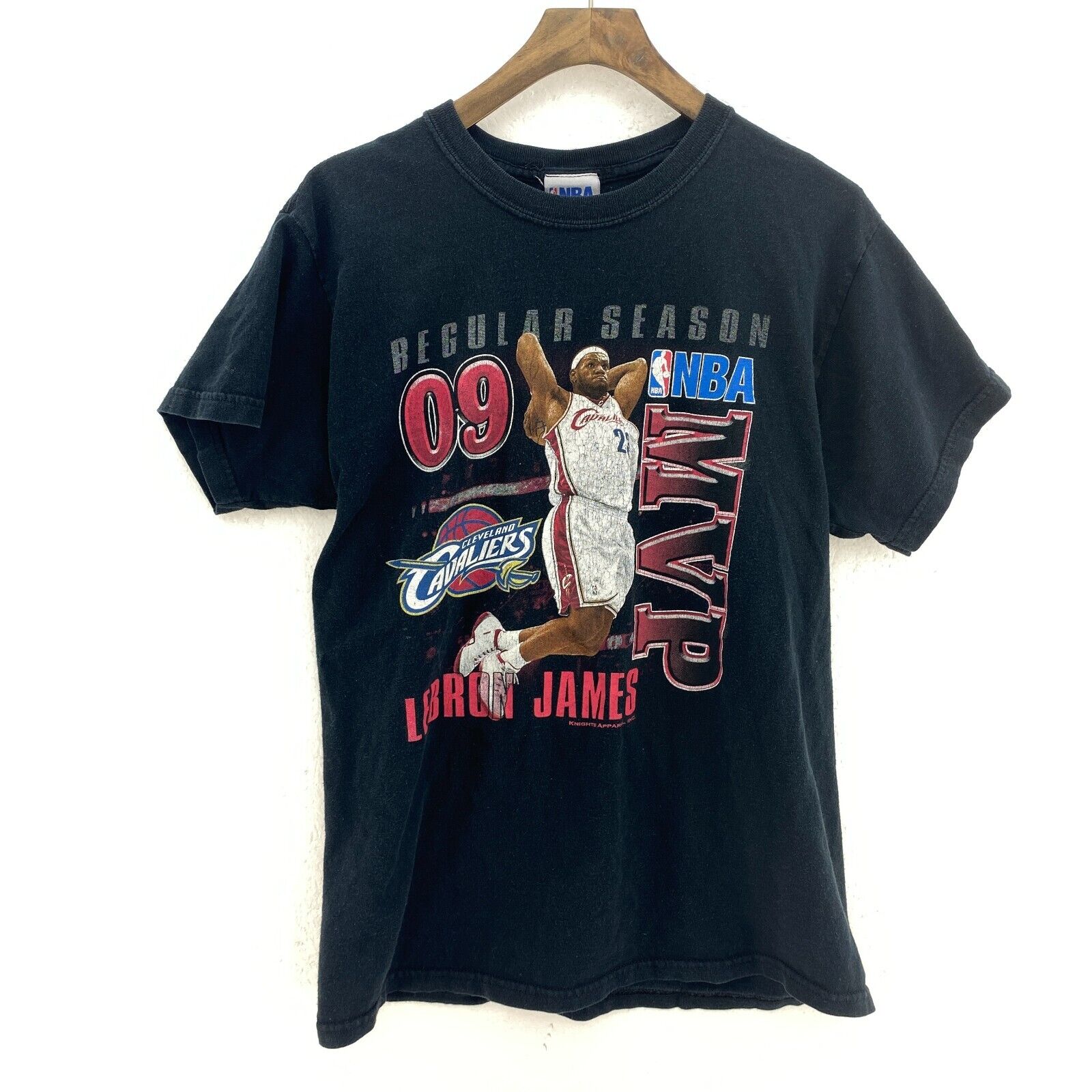 Regular Season NBA Lebron James Cleveland Cavaliers Vintage Black T-shirt Szie M