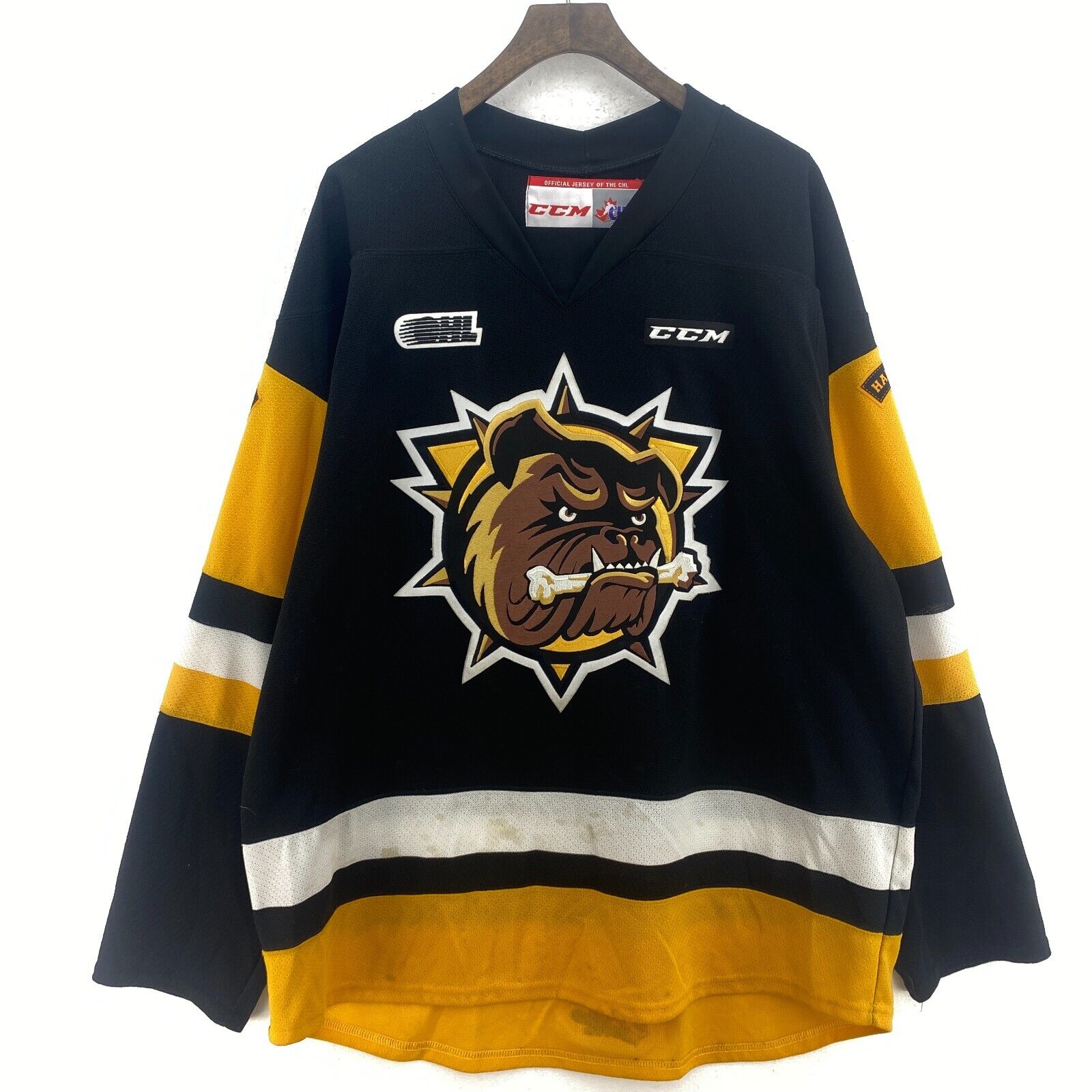 CCM Hamilton Bulldogs Black Hockey Jersey Size L OHL