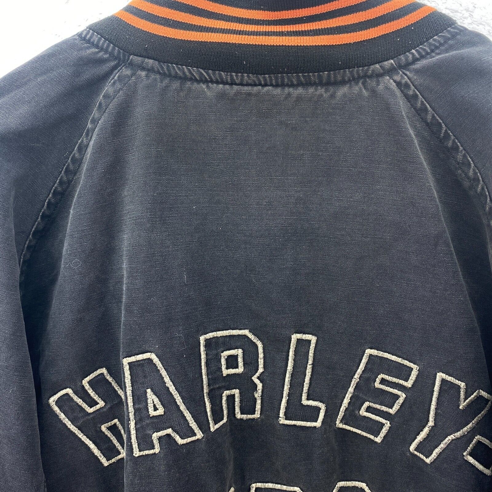 Harley Davidson Motorcycles Embroidered Heavy Bomber Jacket Size XL Black
