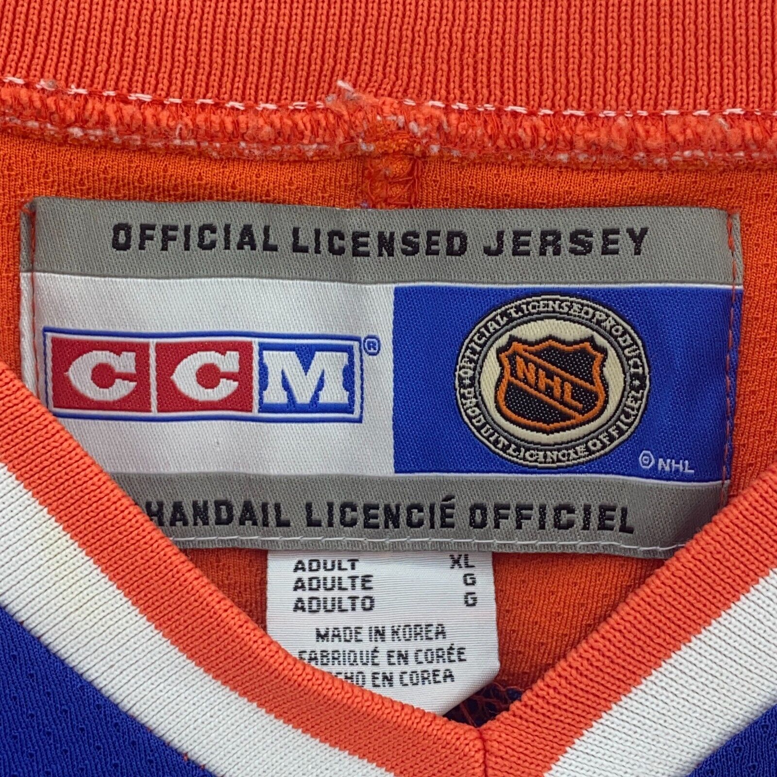 CCM Edmonton Oilers NHL 11 Mark Messier Blue V-Neck Hockey Jersey Size XL