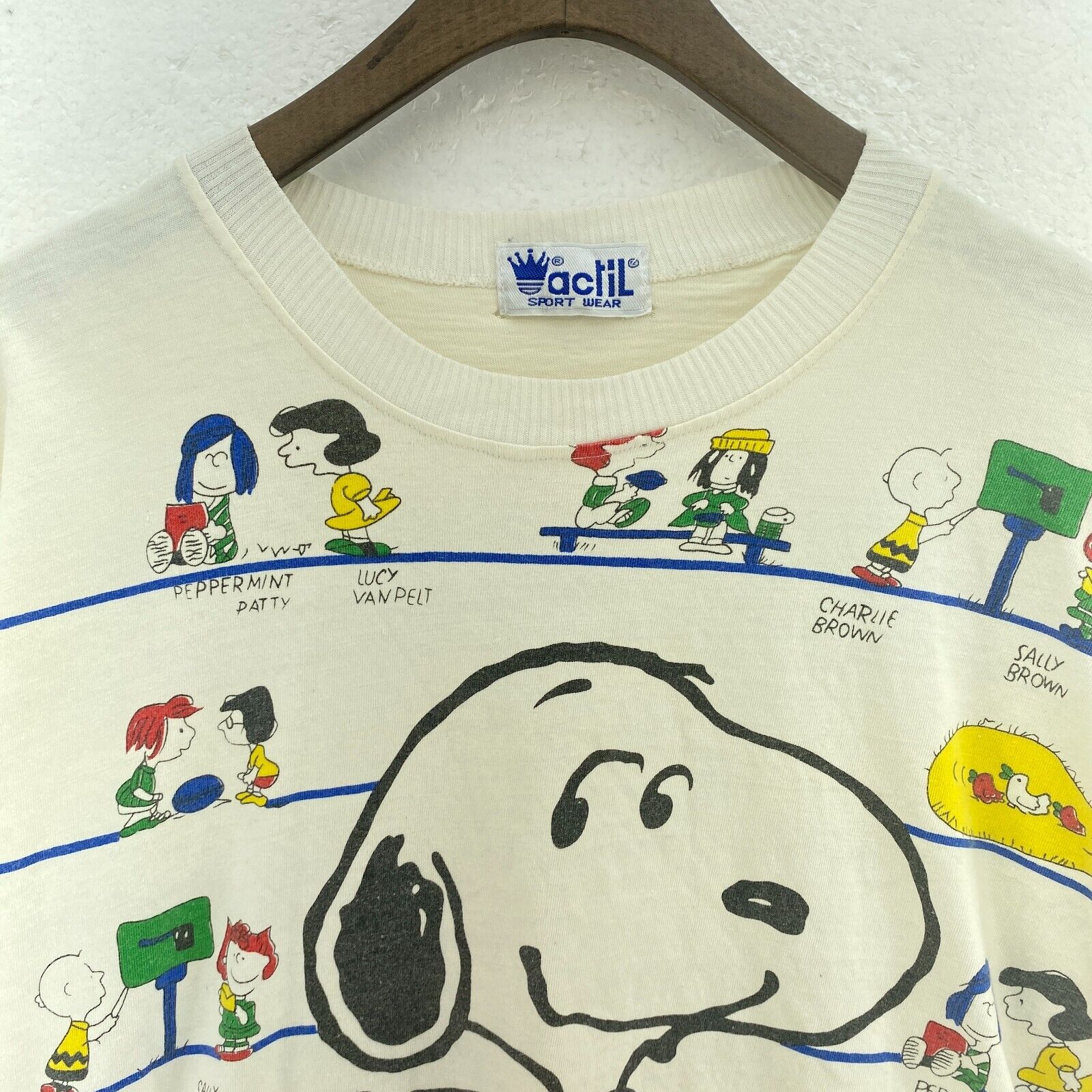 Charlie Brown And The Gang Snoopy Friends White Long Sleeve T-shirt Size L Kids