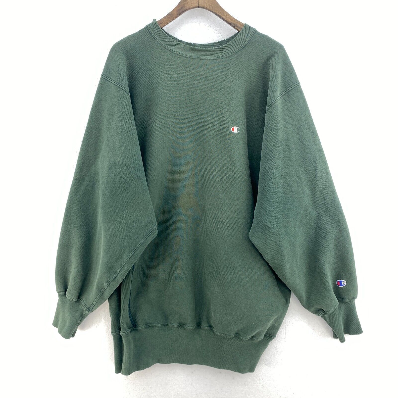 Champion Logo Green Crew Neck Green Sweatshirt Size XXL