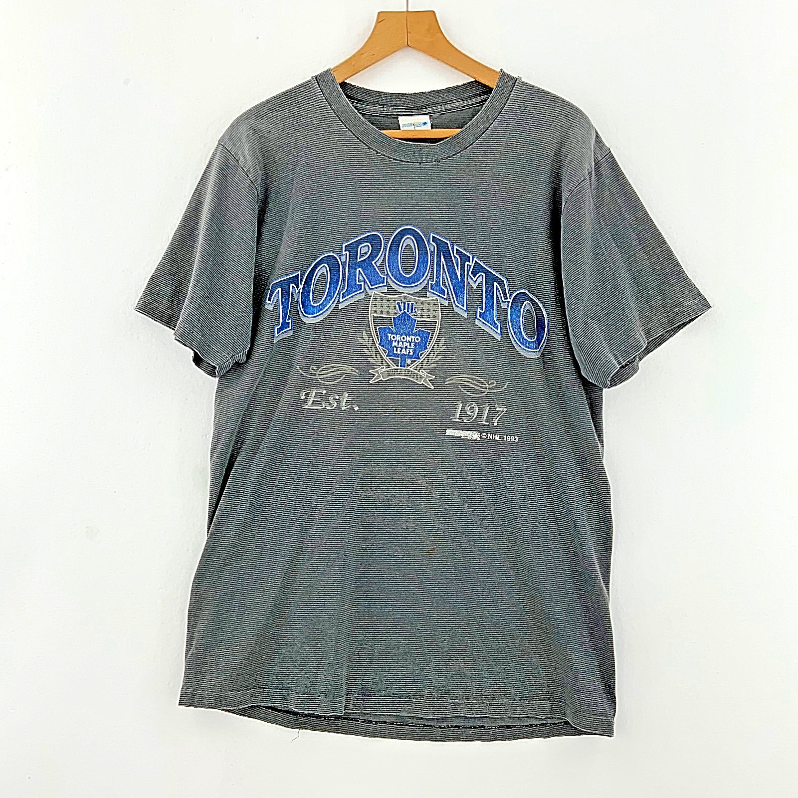 Toronto Maple Leafs NHL 1993 Stripe T-shirt Size M Single Stitch