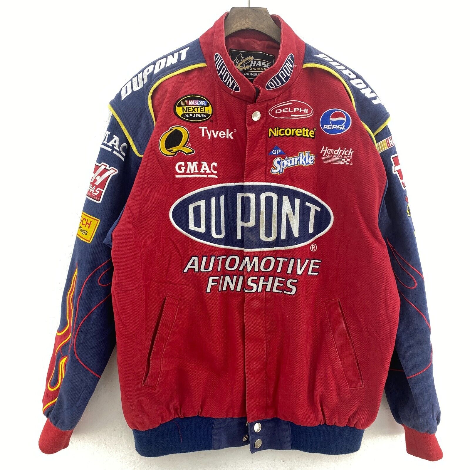 Chase Dupont Nascar Nextel Cup Series Racing Red Snapped Jacket Size M