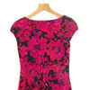RALPH LAUREN Pink Floral Print A-line V-neck Dress Shoulder Pads Cap Sleeve