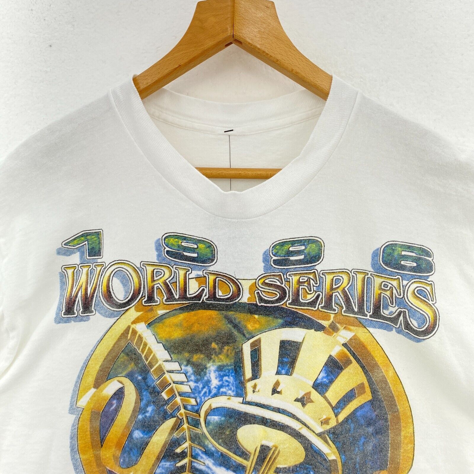 1996 World Series New York Yankees White T-Shirt Size XL MLB Champions Baseball